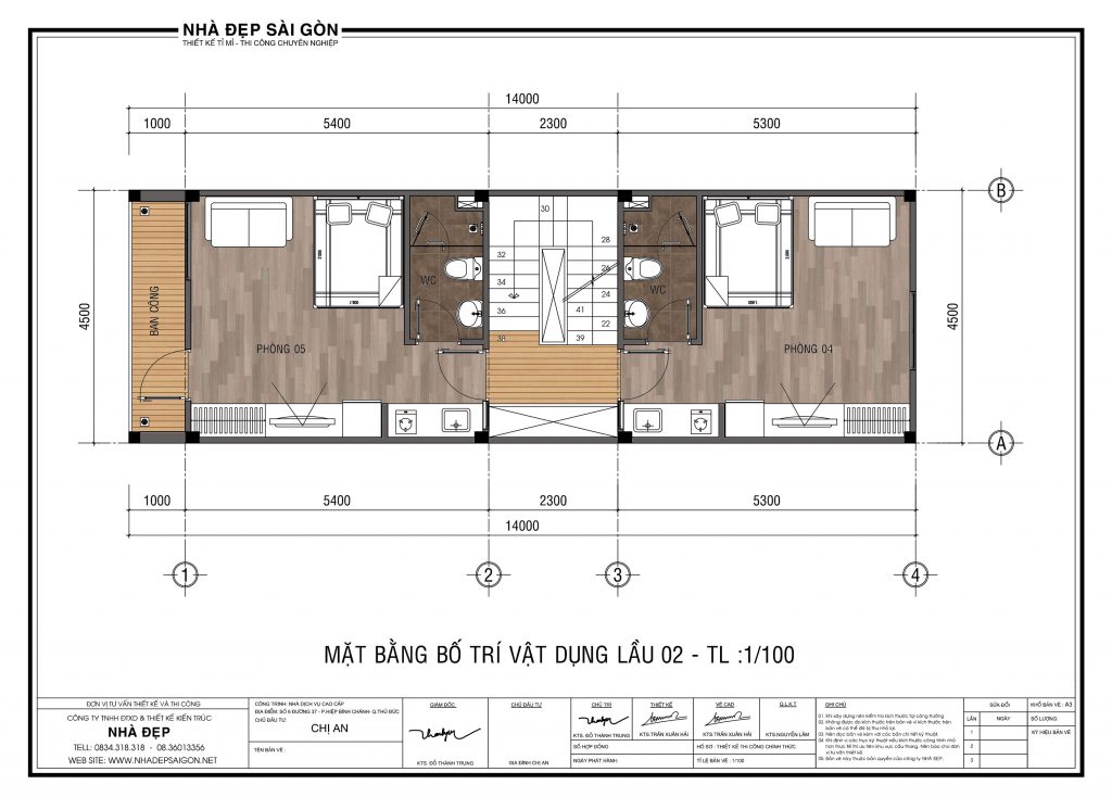 Thiết kế nhà 4.5x14 tầng 2