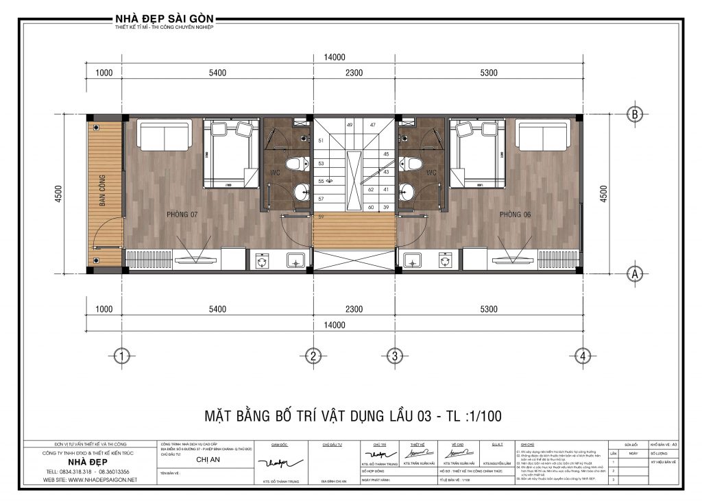 Thiết kế nhà 4,5x14 tầng 3