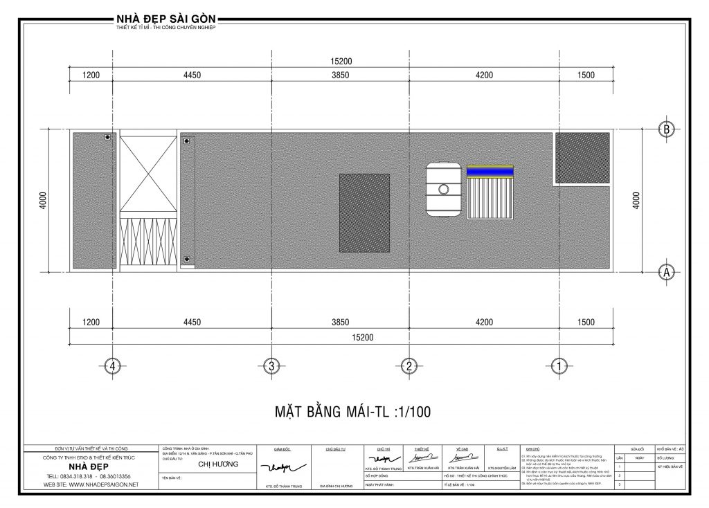 Thiết kế nhà 4x14 mái