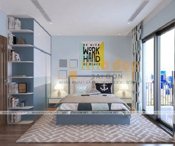 Mẫu nhà 5x14 – phòng ngủ của con trai được thiết kế trẻ trung