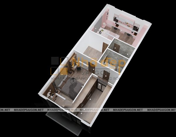 Mẫu nhà 5x8 – không gian lầu 2
