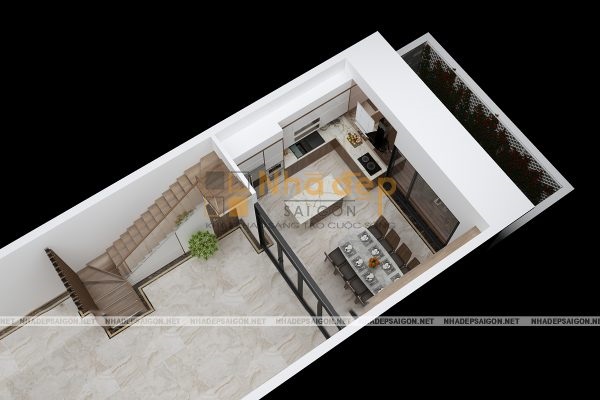 Không gian tầng trệt mẫu nhà 5x8