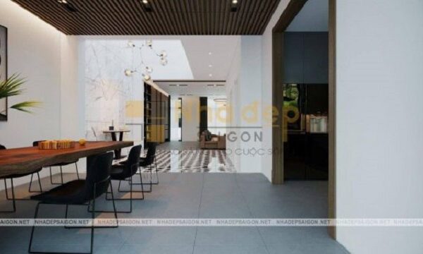 Không gian mở được kết hợp không gian xanh mang lại sự mát mẻ cho ngôi nhà.