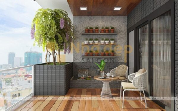 Không gian xanh được thiết kế xen lẫn trong mẫu nhà 8x10