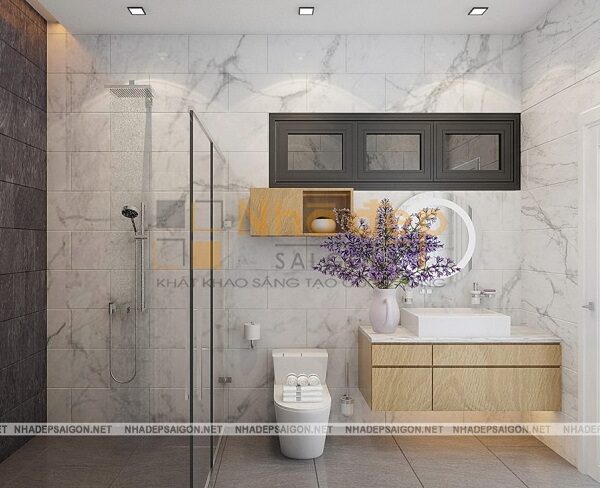 Phòng vệ sinh được thiết kế đơn giản