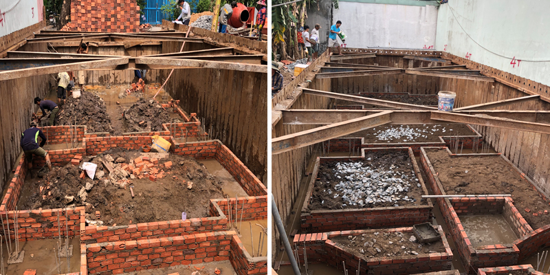 Công tác coppha, cốt thép và bê tông móng, sàn trệt