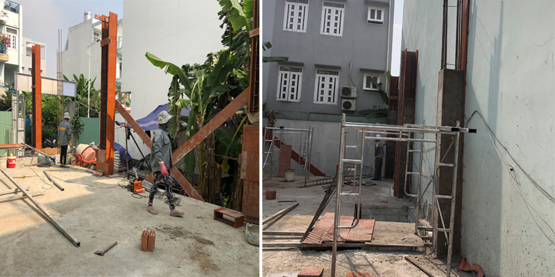 Thi công xây dựng cột nhà