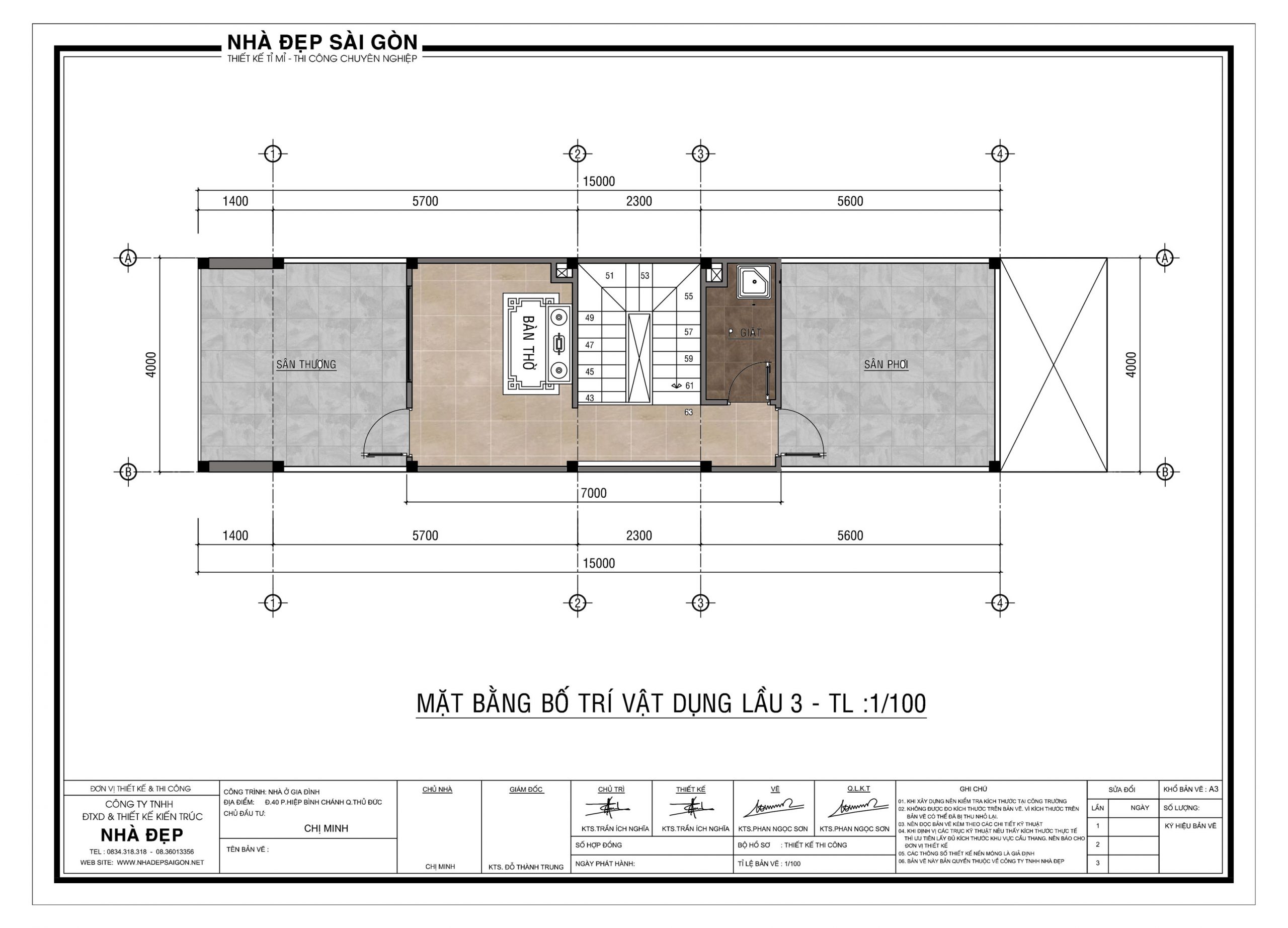 thiết kế nhà phố 4x20 bố trí lầu 3