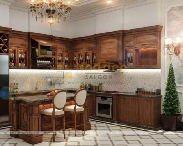 Không gian bếp của mẫu nhà 8x19