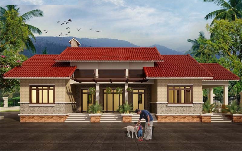 Mẫu nhà cấp 4 đẹp giá rẻ 100 triệu mái ngói độc đáo