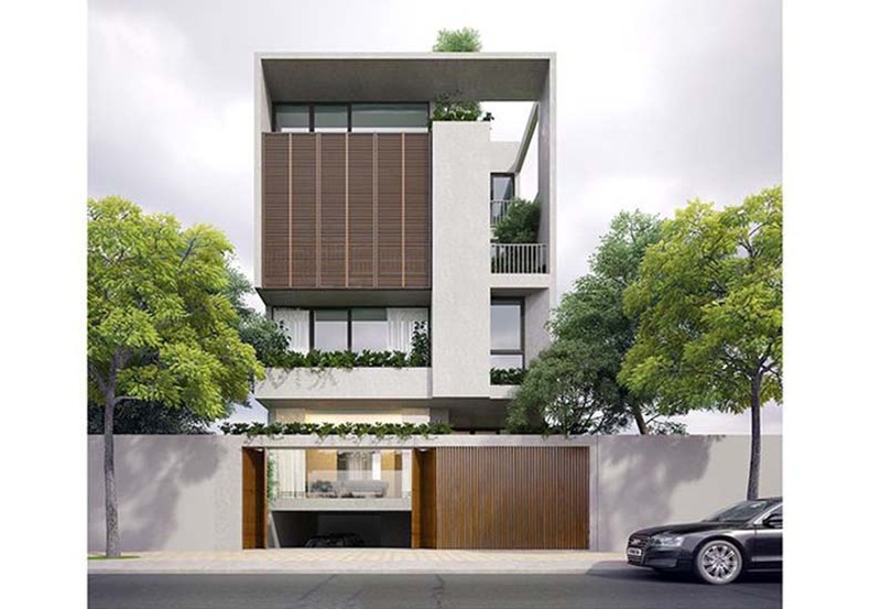 Mẫu 7: Nhà phố ngang 5,5m với tầng hầm