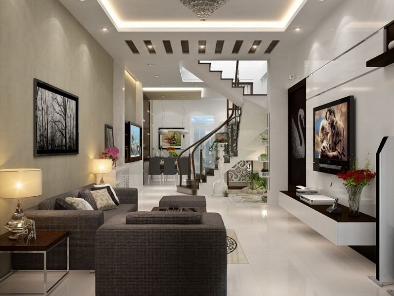 Mẫu phòng khách nhà ống 4m được ưa chuộng