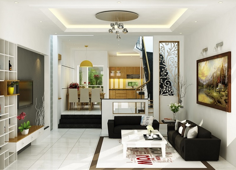 Mẫu phòng khách nhà ống 4m được ưa chuộng
