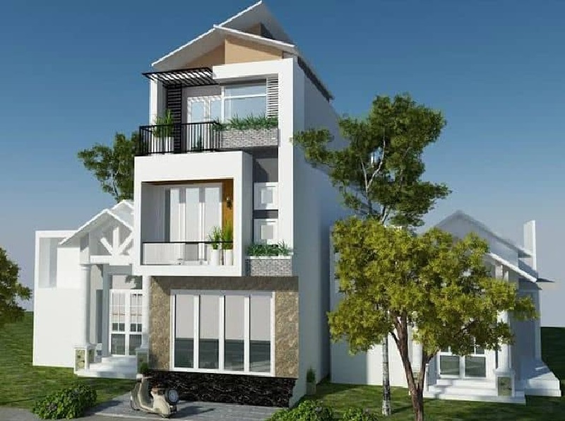 Mẫu nhà lệch tầng thiết kế hiện đại