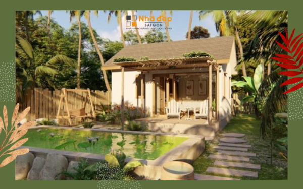 Mẫu nhà vườn có thiết kế theo kiến trúc xưa vô cùng giản dị những vẫn có nét đẹp tinh tế