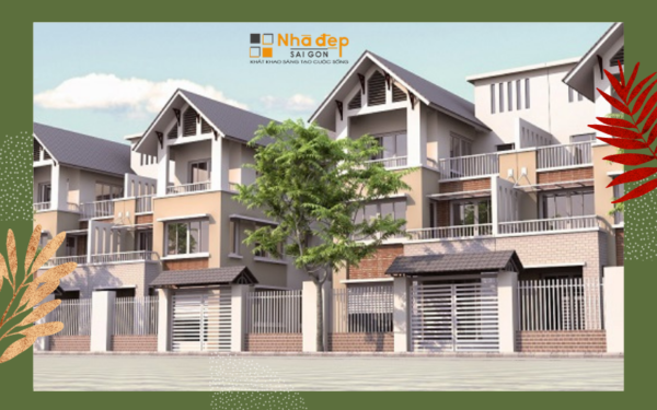 Mẫu biệt thự liền kề được xây dựng theo phong cách đơn giản, các thiết kế ngoại thất ưu tiên các gam màu cơ bản và như màu nâu, màu ghi và trắng đen. Đây là mẫu biệt thự có diện tích không quá lớn phù hợp cho các đôi vợ chồng trẻ.